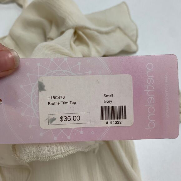 One The Land Tank Top Womens S Small Ivory Ruffle Overlap Cold Shoulder Cami - Picture 10 of 14